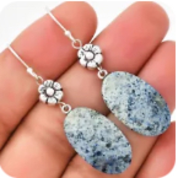 Earth Art hand crafted artisan Jewelry - Rare Dumortierite sterling silver earrings